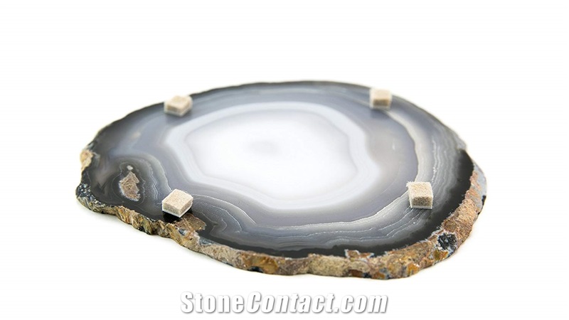 Silver Plated Agate Coasters,Blue, Purple, Pink