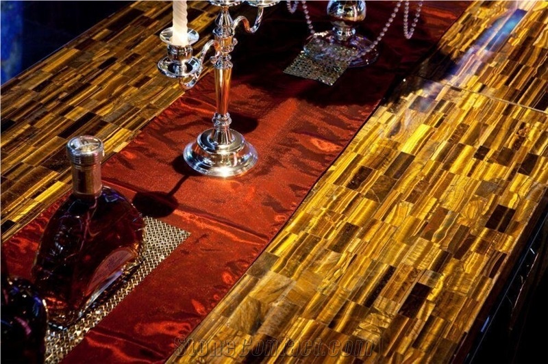 Translucent Yellow Tiger Eye Agate Club Bar Tops