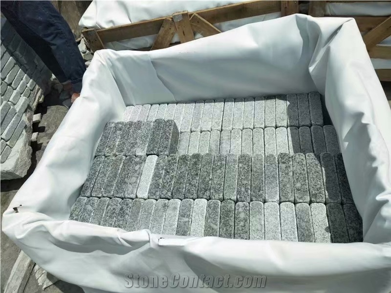 Tumbled Cube Pavers Stone Cobble Light Granite