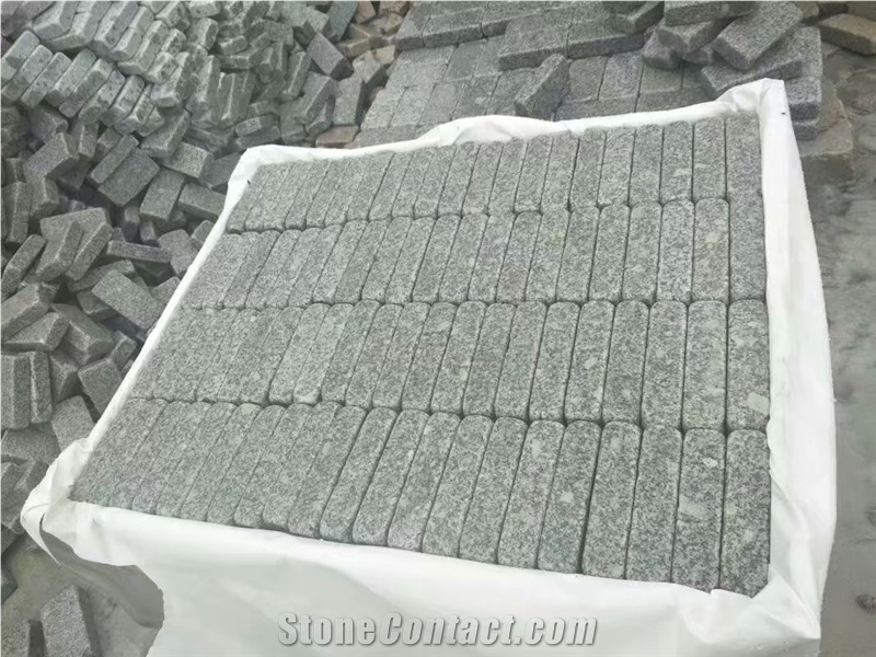 Tumbled Cube Pavers Stone Cobble Light Granite