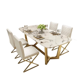 White Marble Rectangle Dinner Table Coffee Office