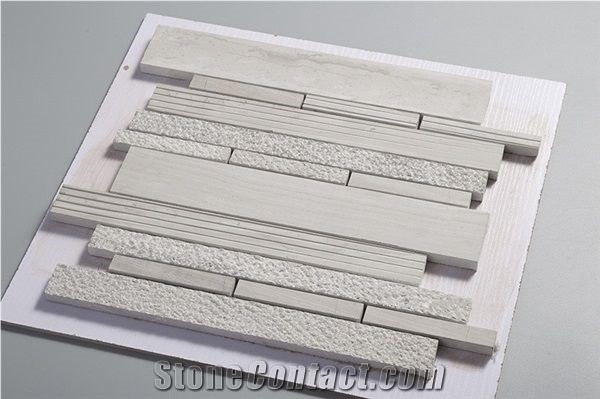 White Wood Mosaic Panel 3d Bathroom Mosaic Patter