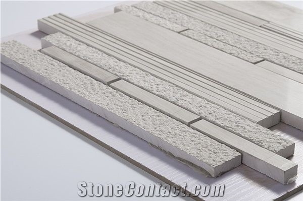 White Wood Mosaic Panel 3d Bathroom Mosaic Patter
