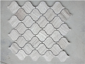 White Wood Vein Marble Lantern Mosaic for Floor