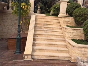 Yellow Step Tread Limestone Wall Cladding Tile