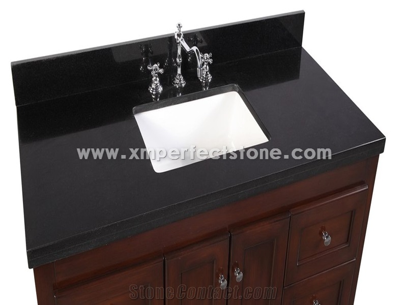 48 Black Quartz Bathroom Vanity Top