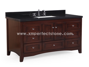 48 Black Quartz Bathroom Vanity Top