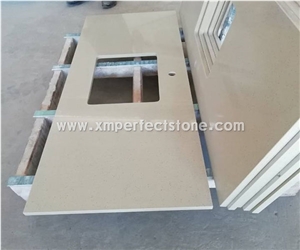 Beige Color Quartz Stone Bathroom Countertops