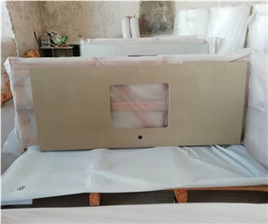 Beige Color Quartz Stone Bathroom Countertops