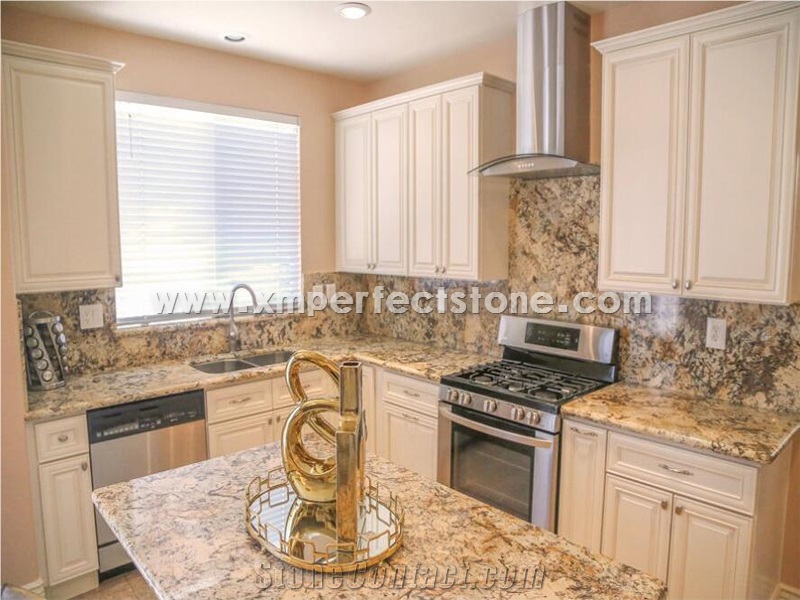 Golden Persa Granite Slab for Kitchen Countertop
