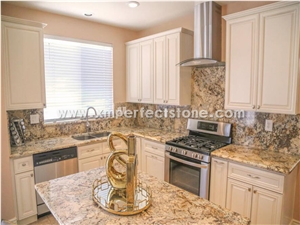 Golden Persa Granite Slab for Kitchen Countertop
