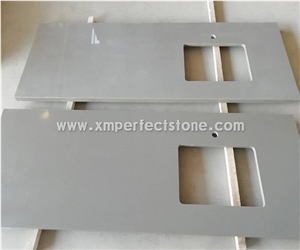 Quartz Light Grey Vanity Top with Sink