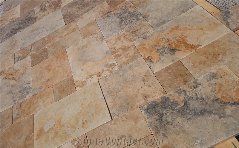 Tuscany Bronze Blend Travertine Tile 3cm Tumbled