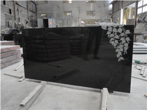 Absolute Black Granite Monument with Leaves Absolute Black Granite Monument with Leaves