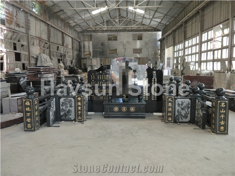 Black Chinese Style Tombstones/Monuments/Grave