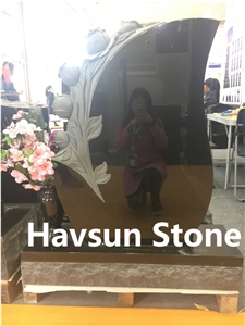 Carved Rose Teardrop Headstone/Tombstone/Monument