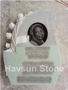 Carved Rose Teardrop Headstone/Tombstone/Monument