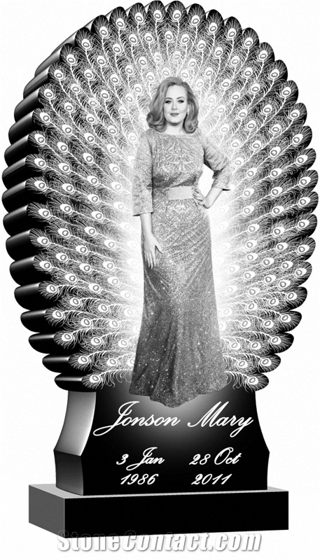 Custom Photo Etching Black Monument, Tombstone
