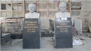 Dark Grey Color Memorial Bust Monument/Headstone