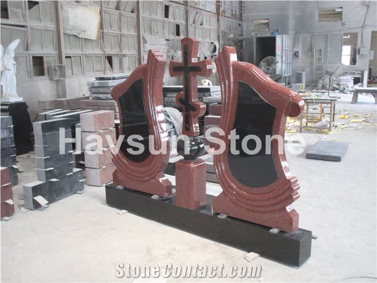 Double Monument/Headstone 2 Person Cross Tombstone