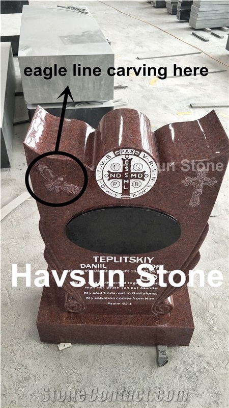 Engraved Eagle Headstone/Monument/Tombstone