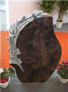 Engraved Rose Red Headstones Monument Tombstone