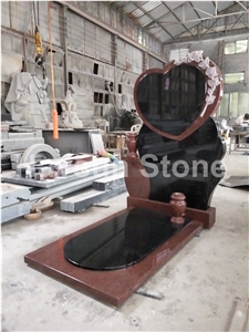 Heart Rose Headstone/Tombstone/Monument with Vase