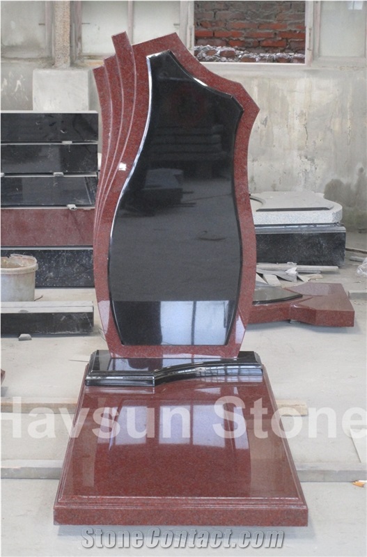 Red & Black Two Color Memorial Tombstone Monuments