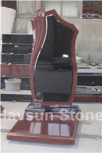 Red & Black Two Color Memorial Tombstone Monuments