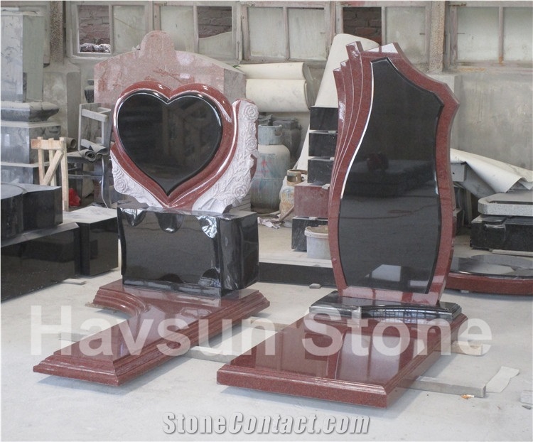 Red & Black Two Color Memorial Tombstone Monuments