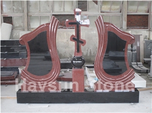 Red & Black Two Color Memorial Tombstone Monuments