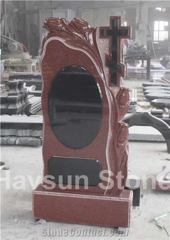 Red & Black Two Color Memorial Tombstone Monuments