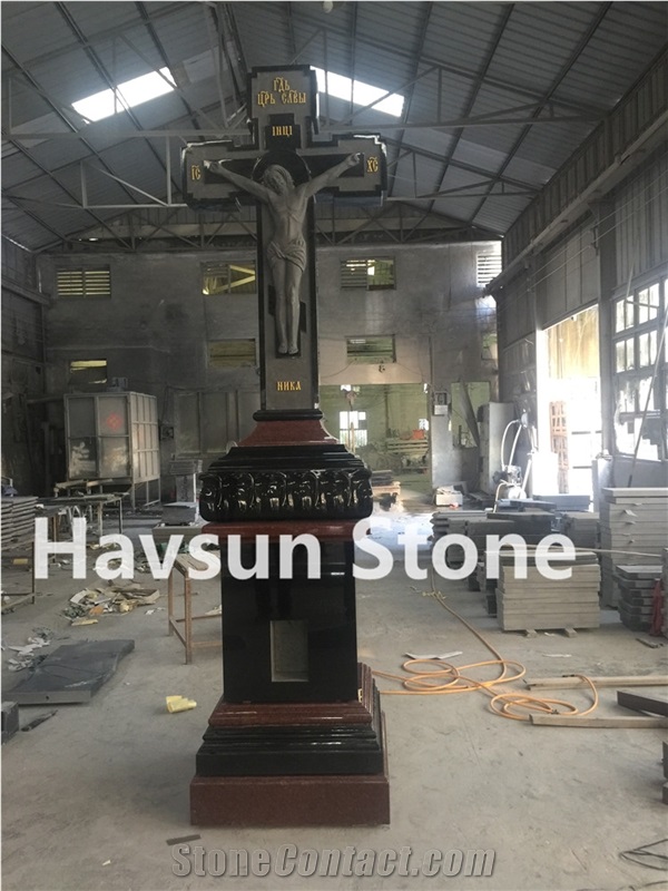 Religious Jesus Cross Obelisk /Tombstone Monument