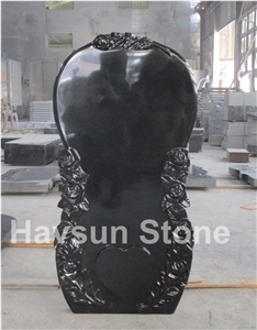 Shanxi Black Granite Dove Cross Castle Tombstone