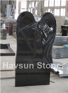 Shanxi Black Granite Dove Cross Castle Tombstone