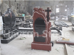 Shanxi Black Granite Dove Cross Castle Tombstone