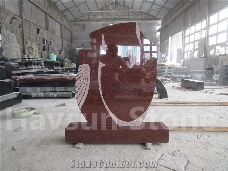 Shanxi Black Granite Dove Cross Castle Tombstone