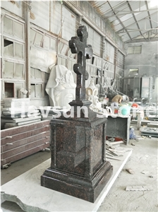 Tan Brown Cross Brown Tombstone/Obelisk/ Monument