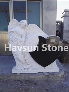 White Angel Heart Memorial Sculptures/ Headstone