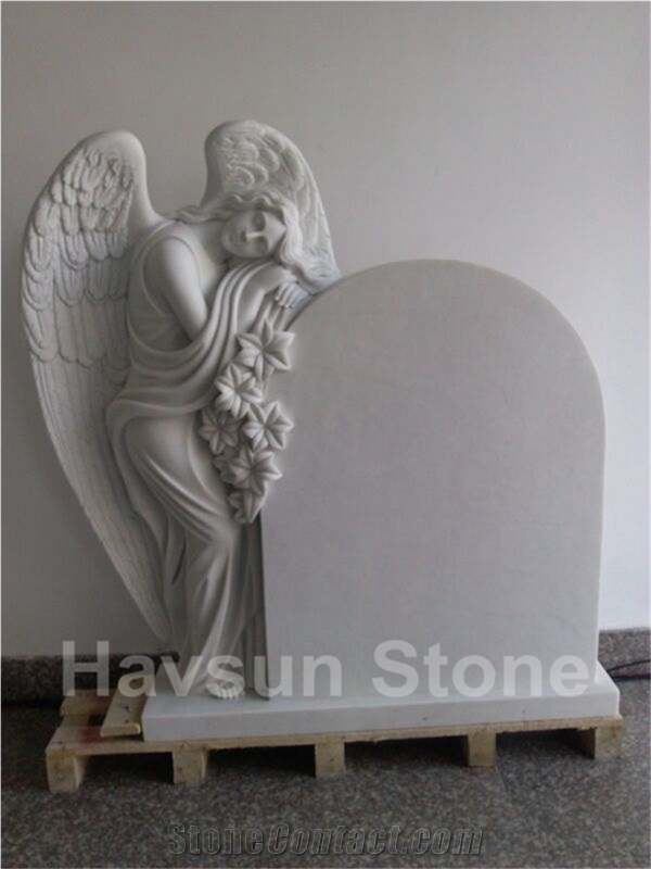 White Marble Angel Sculpture/Statue Tombstone