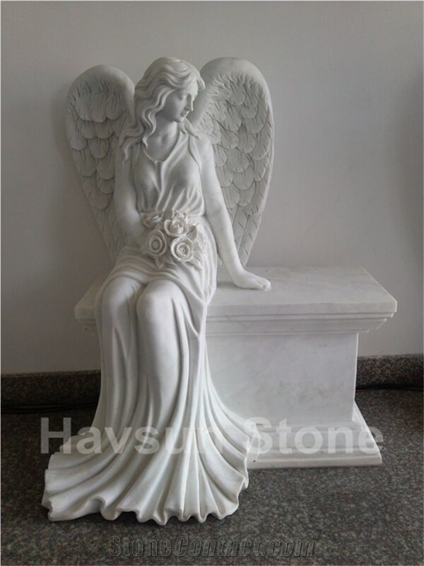 White Marble Angel Sculpture/Statue Tombstone