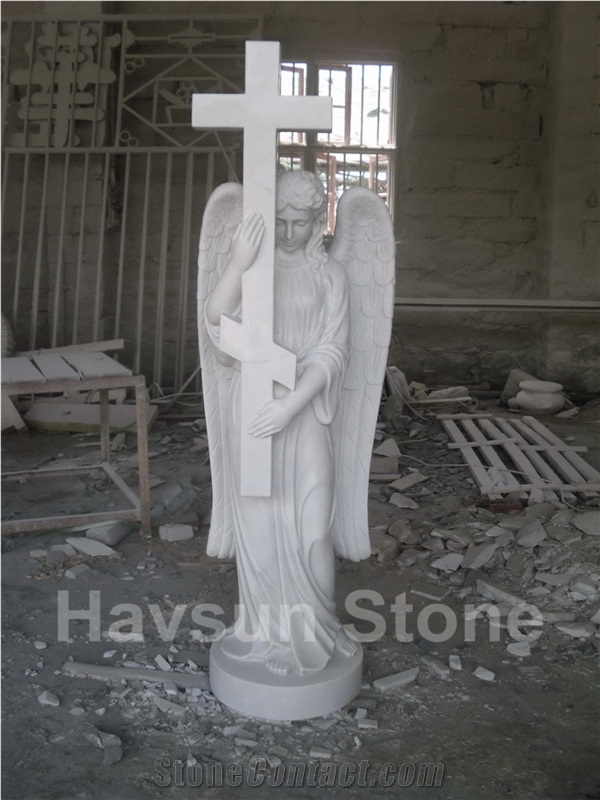 White Marble Angel Sculpture/Statue Tombstone