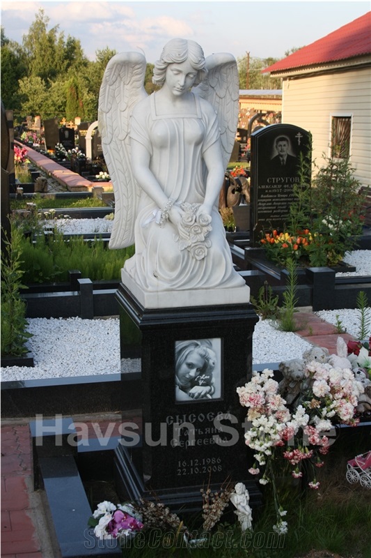 White Marble Angel Sculpture/Statue Tombstone