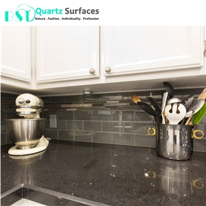 Black Sparkle Quartz Slab for Floor Tile