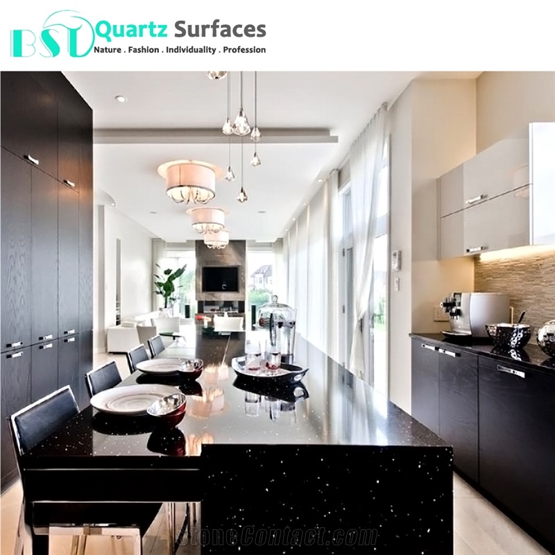 Black Starlight Quartz Slabs for Shower Surrounds