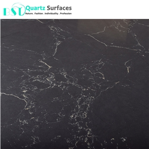 China Black Carrera Quartz Engineered Artificial Marble Slabs