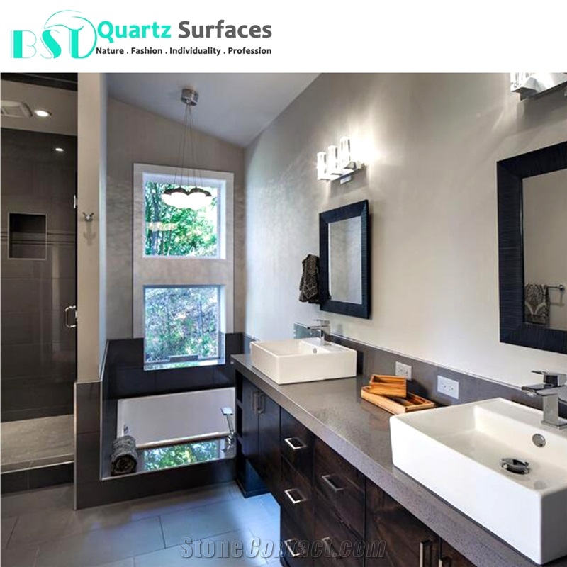 Polished Gray Sparkling Artificial Quartz Slabs