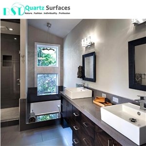 Polished Gray Sparkling Artificial Quartz Slabs