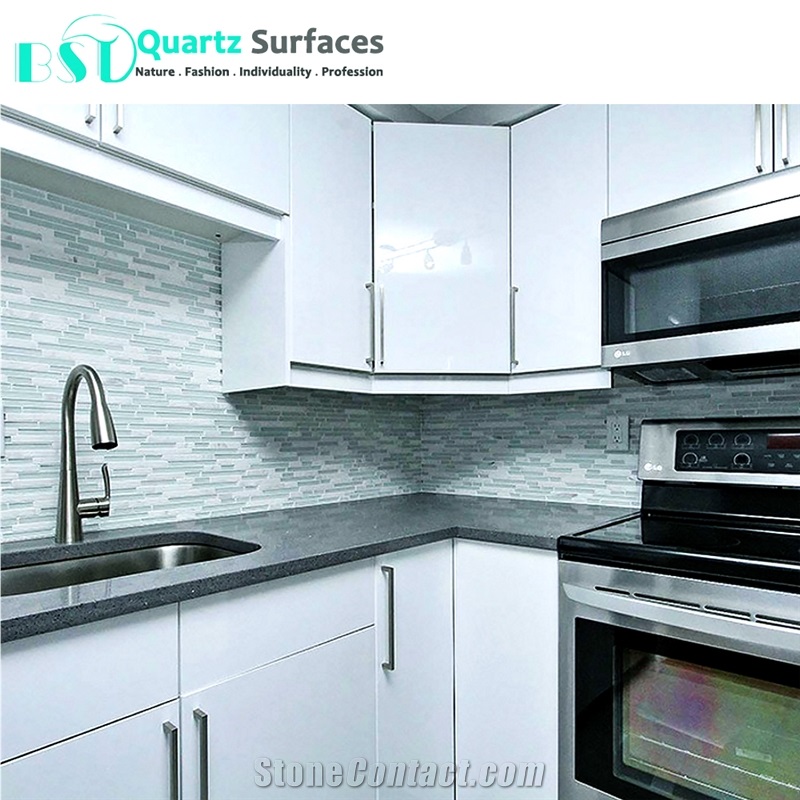 Polished Gray Sparkling Artificial Quartz Slabs