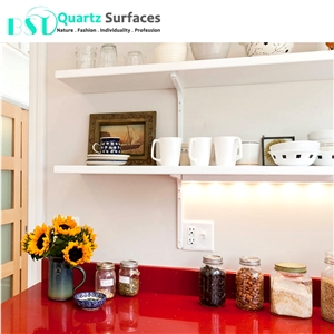 Red Sparkle Quartz Stone Slab for Countertops